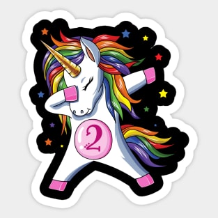 Dabbing Unicorn 2nd Birthday Sticker